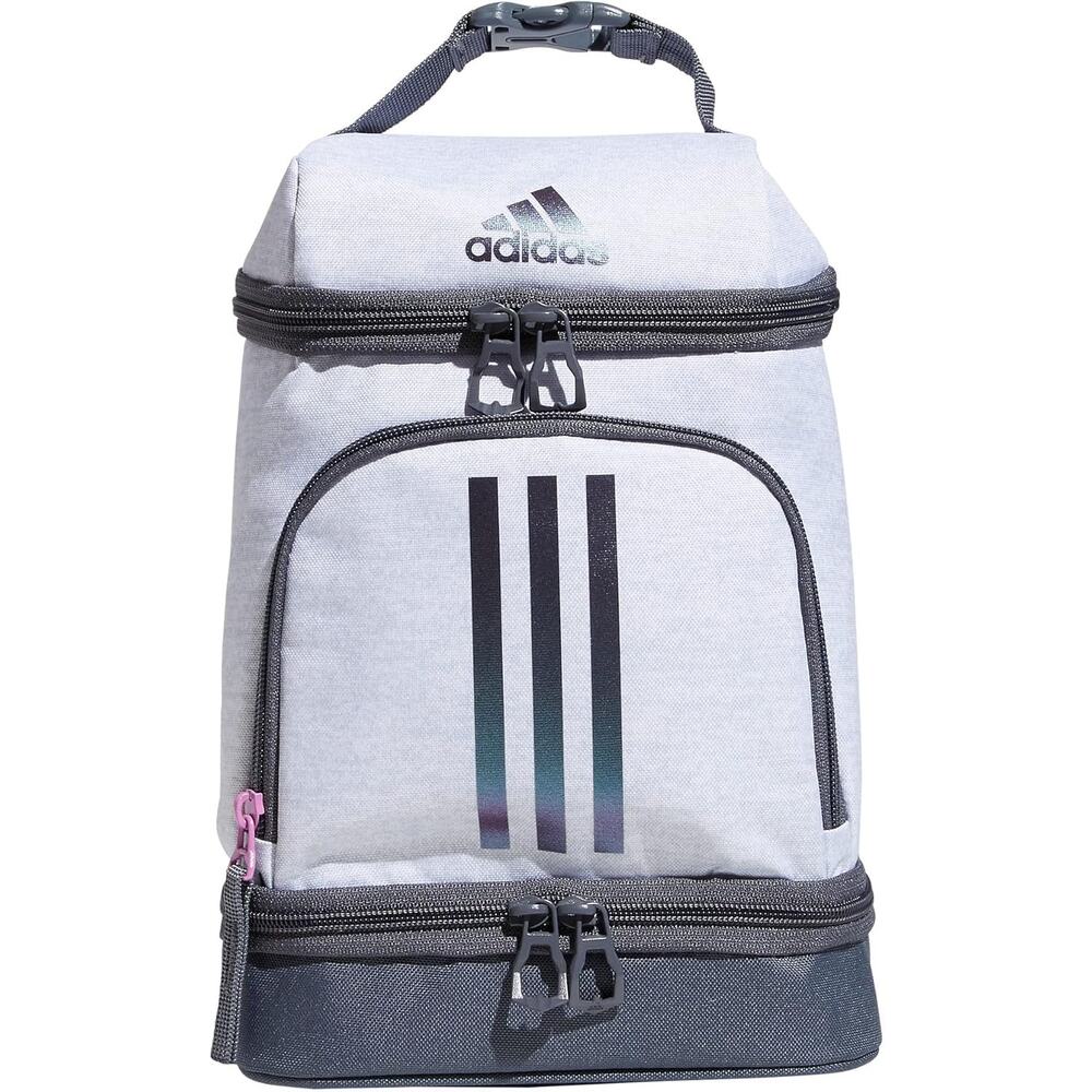 adidas Excel Lunch Bag Cooler with Zipper Jersey White Shadow Chrome Grey New